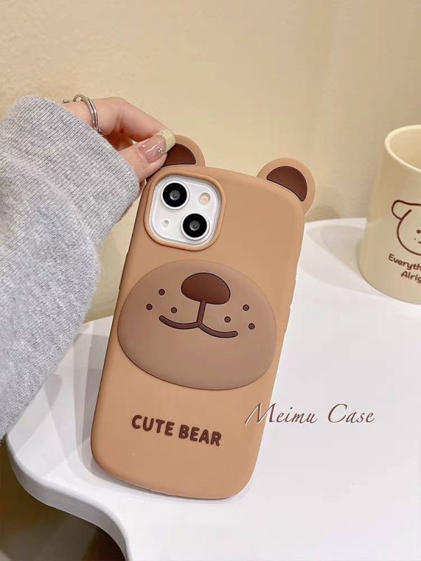 قاب Cute Bear صورت خرسی قهوه ای برای آیفون