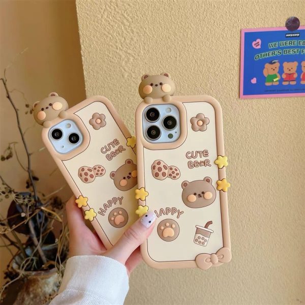 قاب گوشی cookie bear عروسک برجسته برای آیفون